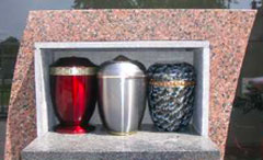 Biface 2 supports 6 cases 3 urnes - Bords éclatés finition flammée brossée